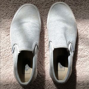 white & grey stripe VANS